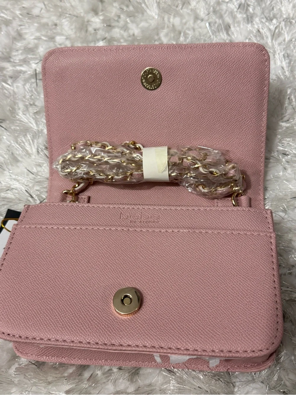 bebe Quilted Dusty Pink Wristlet Clutch with Gold Logo